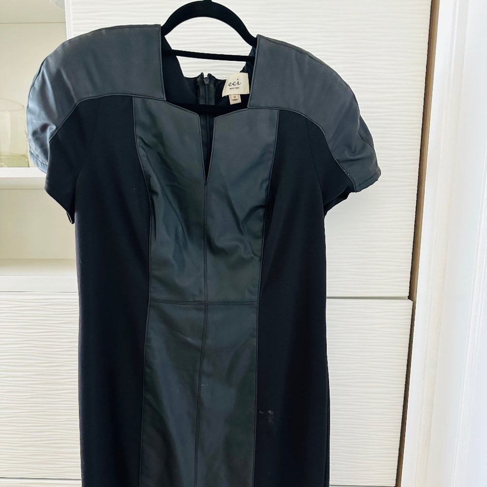 Faux leather mini dress